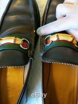 Vintage Gucci Loafers Bamboo HorseBit Horse Bit Brown Leather Men US 11.5 11 1/2