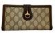Vintage Gucci Long Wallet Horse Bit GG PVC Leather Brown Green Authentic