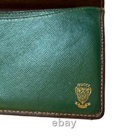 Vintage Gucci Long Wallet Horse Bit GG PVC Leather Brown Green Authentic