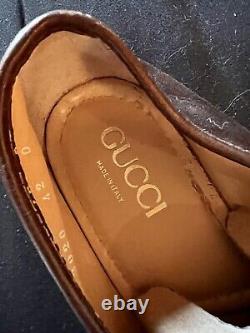 Vintage Gucci Mens Shoe. Size 42 Brown Suede Horse Bit Soft Sole Slipper Great