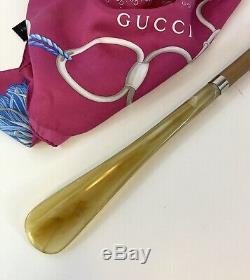 Vintage Gucci Stitched Leather Bakelite Horse Head Shoe Horn Equestrian Class