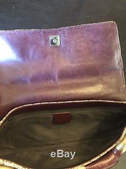 Vintage Gucci Tom Ford Horsebit Studded Monogram Canvas Maroon Leather Clutch