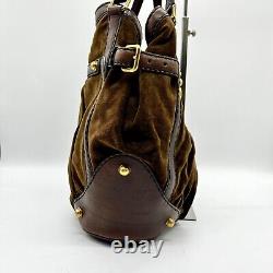 Vintage Gucci tote bag LeatherShoulder Bag suede Horsebit Used Auth #159