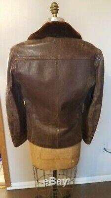 Vintage Guide Master By Wolf Horse Hide Leather Jacket Mouton Collar