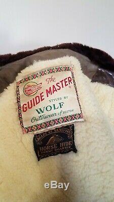 Vintage Guide Master By Wolf Horse Hide Leather Jacket Mouton Collar