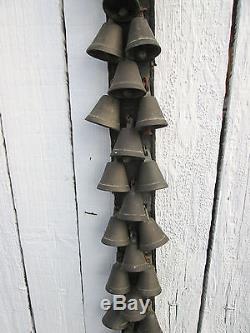 Vintage HORSE SLEIGH BELLS 36 BELL-SHAPED Bells, Leather Strap, Buckle VERY RARE