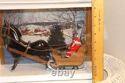 Vintage Hand Carved Santa Sleigh Gifts Horse American Folklore At Its Best Cased