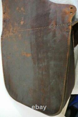Vintage Hand Crafted Leather & Steel Silver Hardware Horse Western Saddle Bags