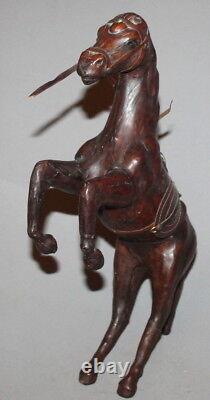 Vintage Hand Made Genuine Leather Horse Statue