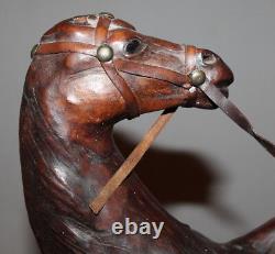 Vintage Hand Made Genuine Leather Horse Statue