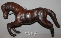 Vintage Hand Made Genuine Leather Horse Statuette