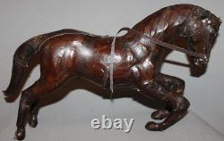 Vintage Hand Made Genuine Leather Horse Statuette