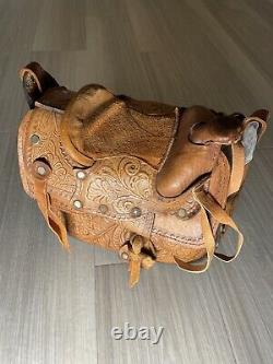 Vintage Hand Made Leather Saddle Bag Handbag Purse with Strap