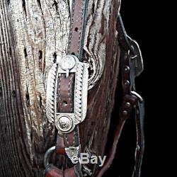 Vintage Hand Made by Circle Y Rope Edge Alpaca Silver Horse Leather Show Halter