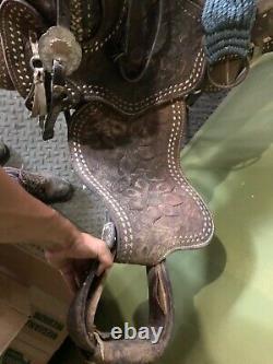 Vintage Hand Tooled Leather Horse Saddle Western horse equine 17