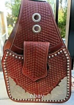 Vintage Hand Tooled Leather Saddle Bags. Horse Motorcycle