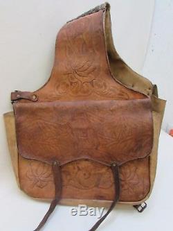 Vintage Hand Tooled Leather Saddlebags Easy Rider Biker Horse Buck Western