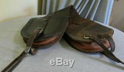 Vintage Hand Tooled Leather & Sterling Silver Hardware Horse Western Saddle Bags