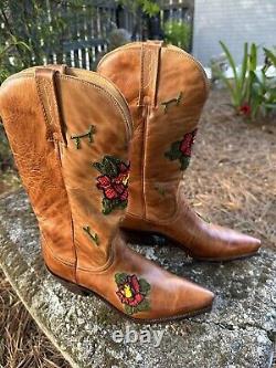 Vintage Handcrafted Leather Charlie 1 Horse Women's Cowgirl Boots Size 8.5