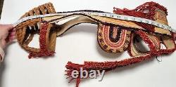 Vintage Handmade Horse Bridle Yarn Work Leather Braided Folk Art Blinders