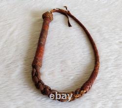 Vintage Handmade Horse Riding Leather Whip Decorative Old Collectible Leth103