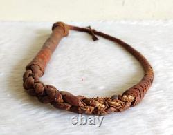 Vintage Handmade Horse Riding Leather Whip Decorative Old Collectible Leth103