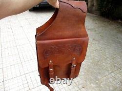 Vintage Handmade Leather Ornated Spanish Saddle Bags Horse Motorcycle Saddlebag
