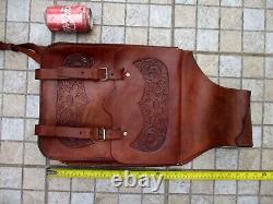 Vintage Handmade Leather Ornated Spanish Saddle Bags Horse Motorcycle Saddlebag