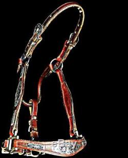 Vintage Handmade Sterling Silver Small Spring Yearling Horse Leather Show Halter