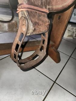 Vintage Harpham Western Saddle Iron Stirrups Early 1900s