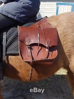 Vintage Heavy Duty Western Saddle Bags Large Leather Cowboy Trail Horse Tack