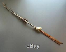 Vintage Hitched Horse Hair and Braided Leather Equestrian Horse Whip