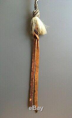 Vintage Hitched Horse Hair and Braided Leather Equestrian Horse Whip