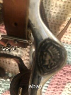 Vintage Horse Bit With Hand Made Sterling Silver Overlay, & Leather Bridle& Reins