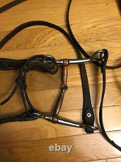 Vintage Horse Bridle Ferrule with Ornate Silver Deco & 2 7 ft long Leather cords