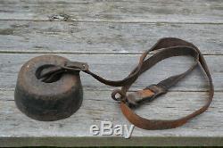 Vintage Horse Buggy Carriage Wagon Cast Iron Weight Tether Leather Strap