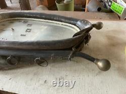Vintage Horse Collar Clock, Leather with Brass Ball Ends