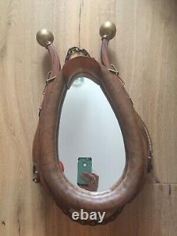 Vintage Horse Collar Leather Wall Mirror Western