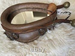 Vintage Horse Collar Leather Wall Mirror Western
