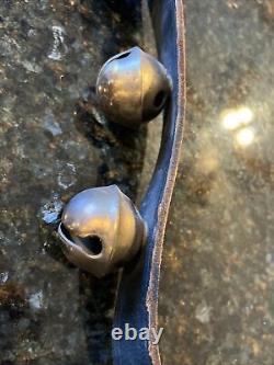 Vintage Horse Harness Sleigh 19 Brass Bells Original Leather Strap