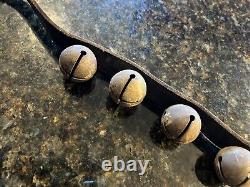 Vintage Horse Harness Sleigh 30 Brass Bells Original Leather Strap