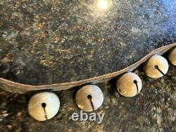 Vintage Horse Harness Sleigh 30 Brass Bells Original Leather Strap