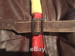 Vintage Horse Hide Brown Leather Jacket Shearling Lined Men's Nice Condition
