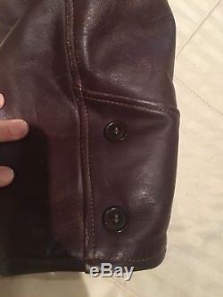 Vintage Horse Hide Brown Leather Jacket Shearling Lined Men's Nice Condition