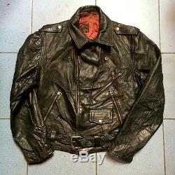 Vintage Horse Hide Jacket Mens Leather Black Motorcycle Jacket Genuine 1950s