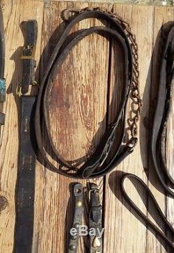 Vintage Horse Leather Brass Bridle Tack and Saddle Bag