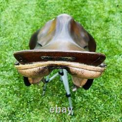 Vintage Horse Saddle 17.5 Leather Jump Pariani Milano Made in Italy READ