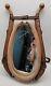Vintage Horse Saddle Wall Mirror Brown Leather Strap Buckle