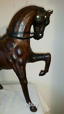 Vintage Horse Sculpture Leather Wrapped Equestrian 17