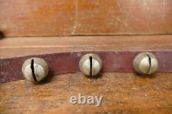 Vintage Horse Sleigh Bells 11 Amish Brass Bells with Leather Strap Buckle 56 Long